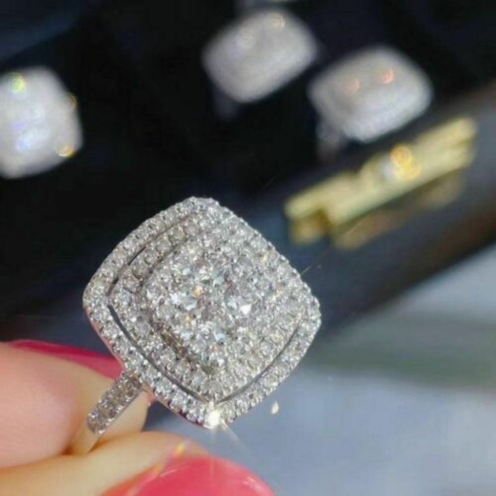 925 Sterling Silver White Sapphire Diamond Ring - Picture 5 of 6